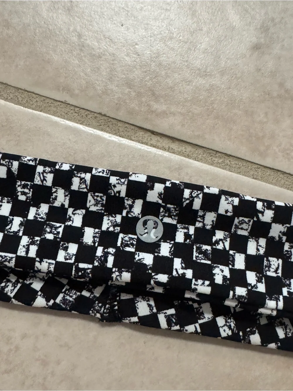 lululemon athletica Black and White Checkerboard Headband for Women